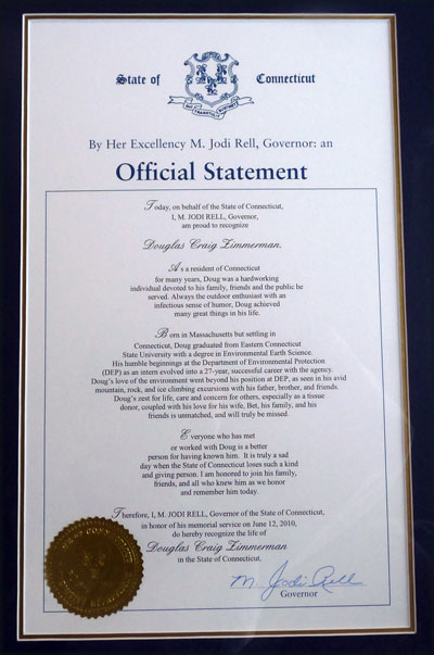 From Jodi Rell about Doug Zimmerman